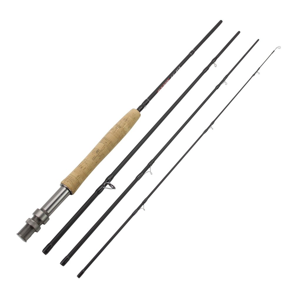 1.98M 2.1M 2.4M 2.7M Telescopic Carbon 4 Sections Fly Fishing Rod Fast Action Freshwater Fly Rods for Trout Salmon Fishing Portable Sea Pole(Size:2.4Meters(8.0FT))