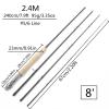 1.98M 2.1M 2.4M 2.7M Telescopic Carbon 4 Sections Fly Fishing Rod Fast Action Freshwater Fly Rods for Trout Salmon Fishing Portable Sea Pole(Size:2.4Meters(8.0FT)) view 3