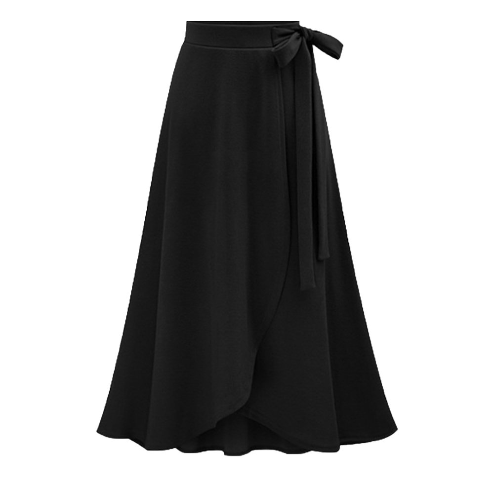 NineFit Basics Women's Asymmetrical Bodycon Wrap Skirts Casual Irregular Bohemian Pencil Maxi Skirt Ruched Skirt with Thigh High Slit (4X-Large,Black)