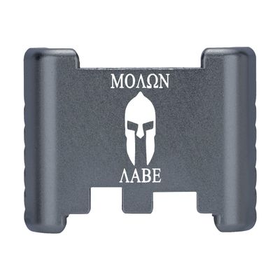 NDZ Performance Aluminum Slide Racker Back Plate for Glock 43 43X 48  Improved Slide Grip, Laser Engraved, Gray  Molon Labe Helmet 2