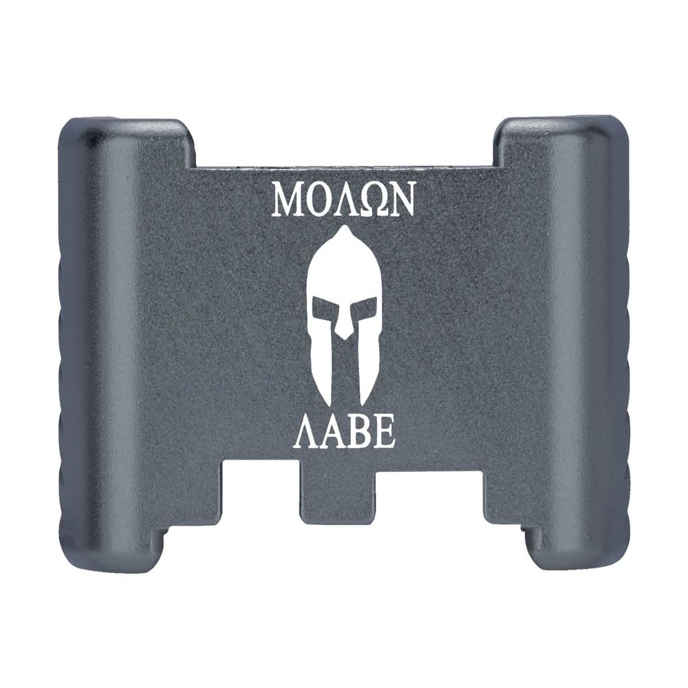 NDZ Performance Aluminum Slide Racker Back Plate for Glock 43 43X 48  Improved Slide Grip, Laser Engraved, Gray  Molon Labe Helmet 2