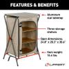 Lippert Sand Outdoor Folding Camping Pantry with Three Storage Shelves, 600D Polyester Fabric, Powder-Coated Steel Frame, Aluminum Slat Top, Collapsible Design - 2023053723 view 2