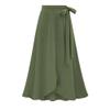 Women's Asymmetrical Bodycon Wrap Skirts Casual Irregular Bohemian Pencil Maxi Skirt Ruched Skirt with Thigh High Slit (4X-Large,Green) view 1