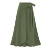 Women's Asymmetrical Bodycon Wrap Skirts Casual Irregular Bohemian Pencil Maxi Skirt Ruched Skirt with Thigh High Slit (4X-Large,Green) view 2