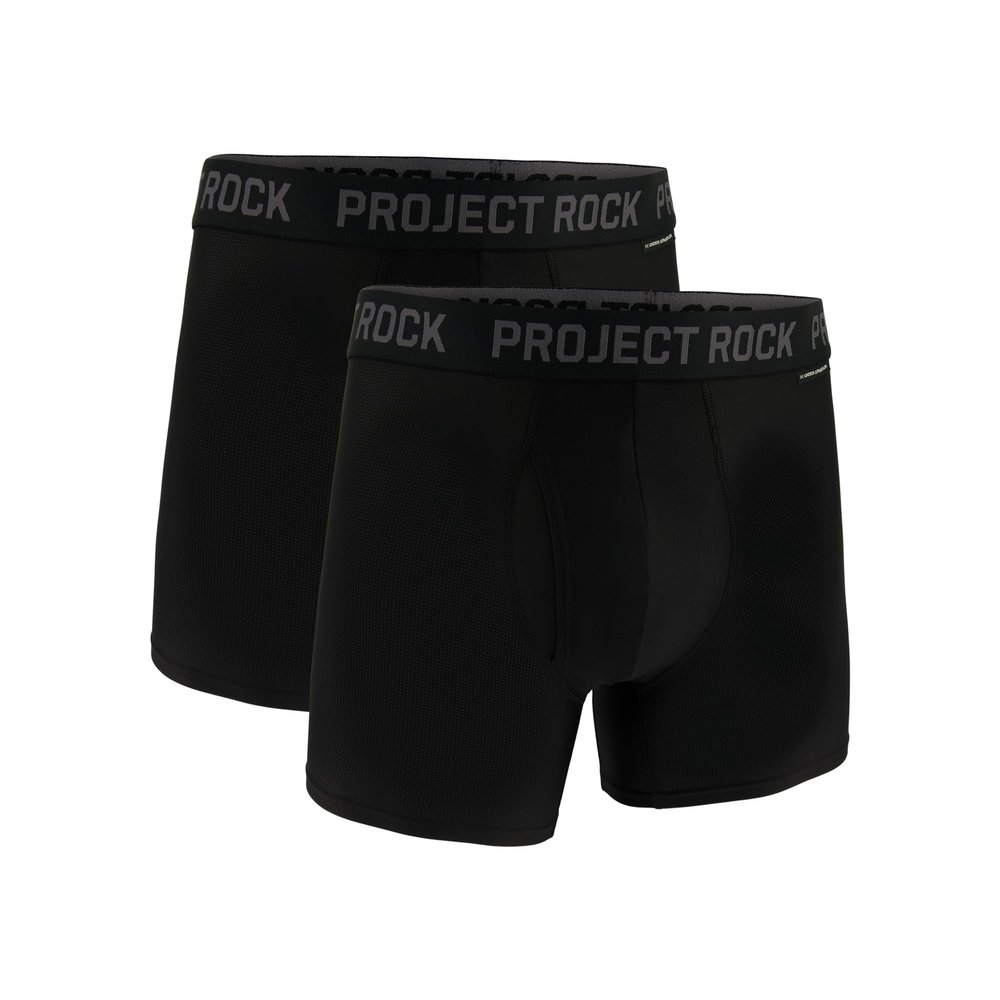 Under Armour Men's Project Rock Tech Mesh Underwear, 5" Inseam, 2-Pack, Black, Small