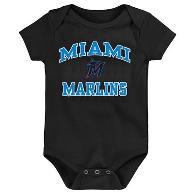 Outerstuff MLB Officially Licensed 0-24 Months City Headline Arch Logo Creeper Bodysuit Romper (Miami Marlins - Black, 12 Months)