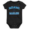 Outerstuff MLB Officially Licensed 0-24 Months City Headline Arch Logo Creeper Bodysuit Romper (Miami Marlins - Black, 12 Months) view 1
