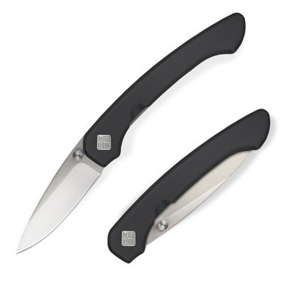 OCASO - Seaton Classic Gentleman's Knife, 2.35" Japanese AUS-10A Steel with Satin Finish, Black Stainless Steel Handle 42SMB