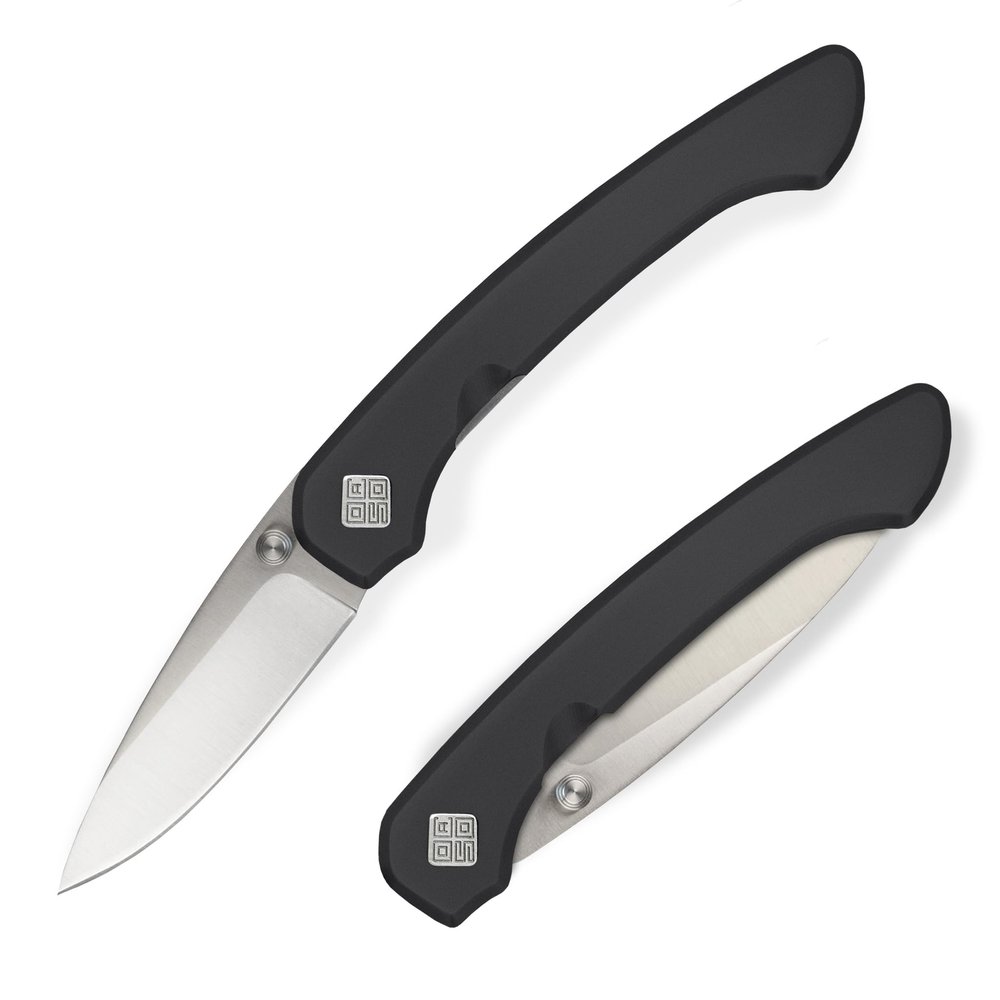 OCASO - Seaton Classic Gentleman's Knife, 2.35" Japanese AUS-10A Steel with Satin Finish, Black Stainless Steel Handle 42SMB