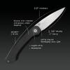 OCASO - Seaton Classic Gentleman's Knife, 2.35" Japanese AUS-10A Steel with Satin Finish, Black Stainless Steel Handle 42SMB view 3