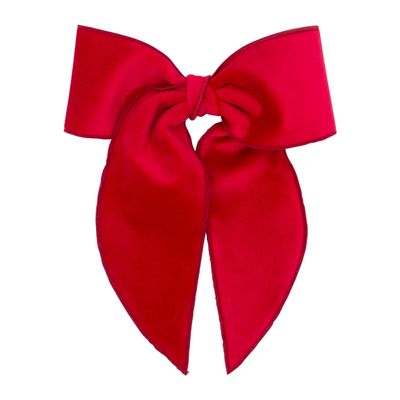 Wee Ones Girls Velvet Bowtie with Twisted Wrap and Whimsy Tails, King, Cranberry