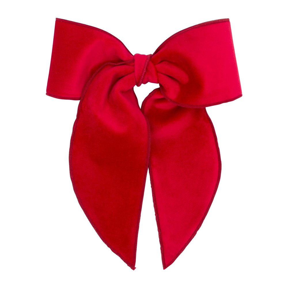Wee Ones Girls Velvet Bowtie with Twisted Wrap and Whimsy Tails, King, Cranberry