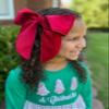 Wee Ones Girls Velvet Bowtie with Twisted Wrap and Whimsy Tails, King, Cranberry view 4