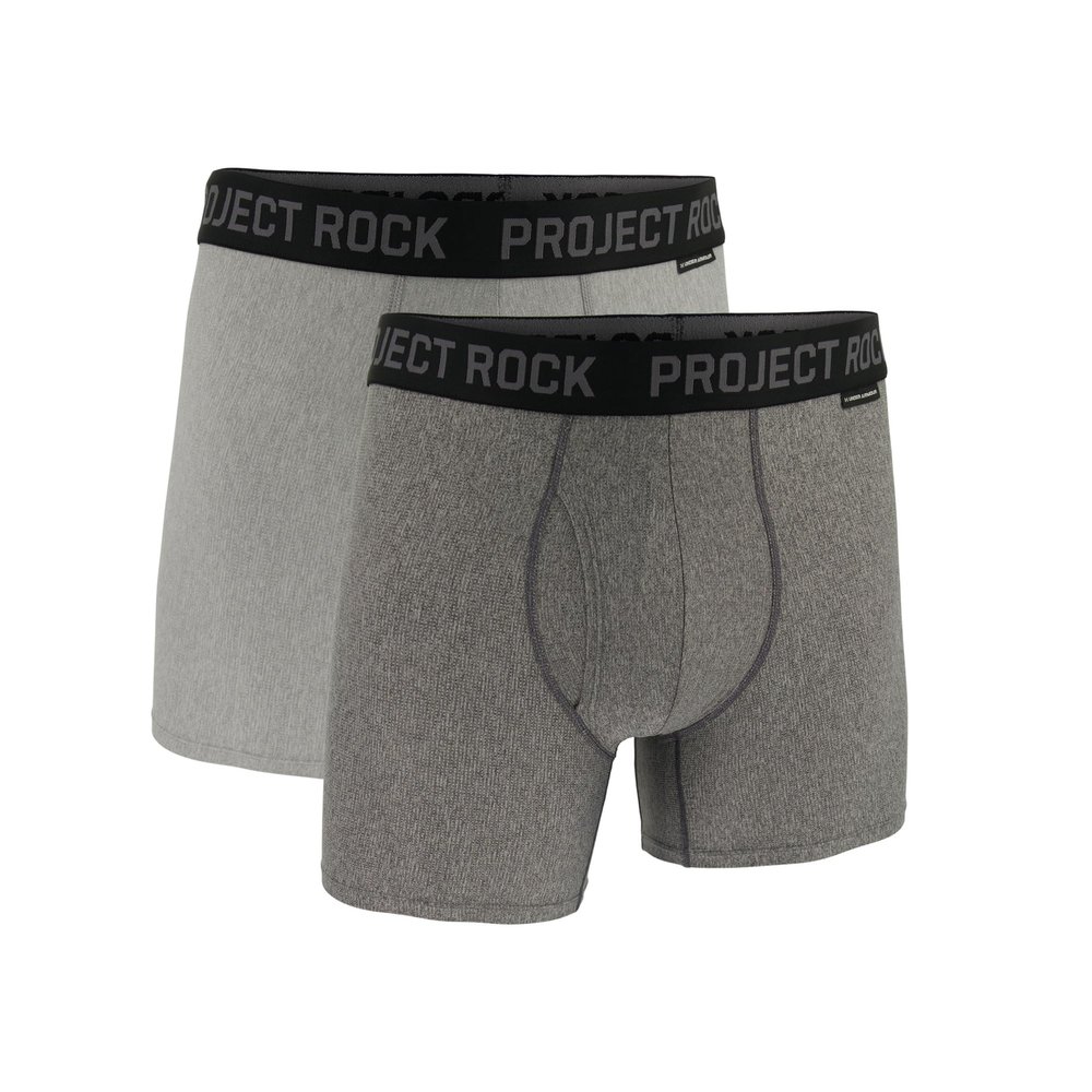 Under Armour Men's Project Rock Tech Mesh Underwear, 5" Inseam, 2-Pack, Castlerock, Medium