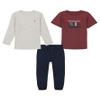Tommy Hilfiger Baby Boy's 3-Piece Set, Knit T-Shirt, Jogger Sweatpant, Cabernet/Tan Heather/Navy Blazer, 12 Months view 1