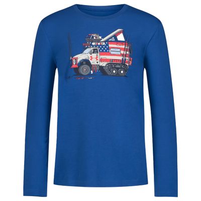 Under Armour Boys' Long Sleeve Graphic T-Shirt, Lightweight & Breathable, Outdoor Collection, Blue Snow Cat, YL