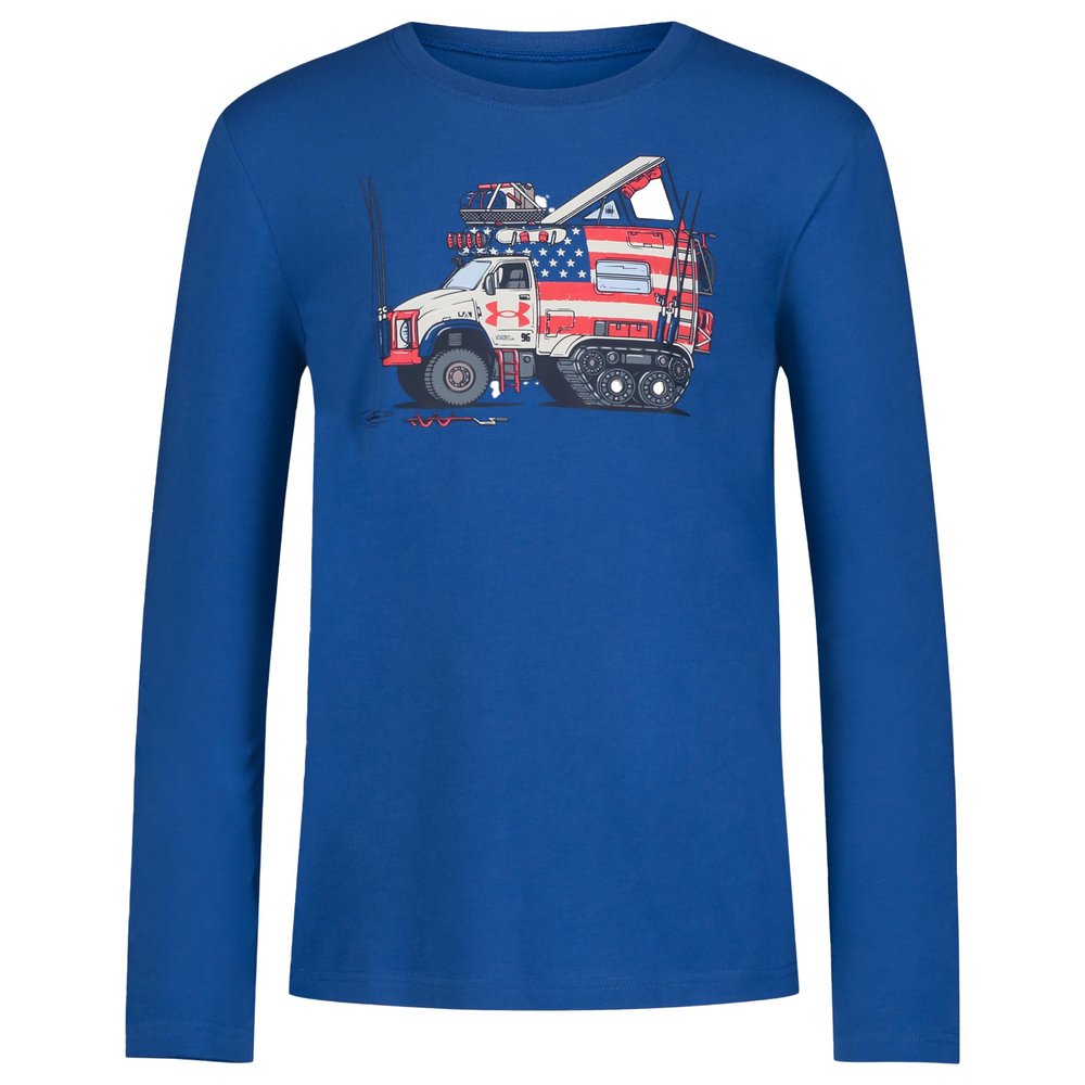Under Armour Boys' Long Sleeve Graphic T-Shirt, Lightweight & Breathable, Outdoor Collection, Blue Snow Cat, YL