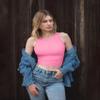 OQQ Women's 2 Piece Tank Tops Crew Neck Sleeveless Basic Stretch Casusal Yoga Crop Camis Fluorescent Pink White view 2