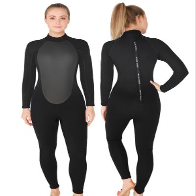 REALON Full Wetsuit Mens Womens 4/3mm Neoprene Diving Scuba Triathlon Wet Suits Cold Water Keep Warm Back Zipper Long Sleeve Thermal Swimsuit