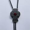 ARTICAL HEART Vintage Style Celtic Cross Knot Red Enamel Western Cowboy Cowgirl Bolo Tie, Large view 2