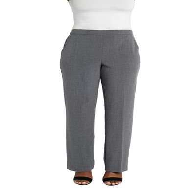 Briggs New York Flat Front Pull on Pant with Slimming Solution (Regular & Short Length) Heather Grey