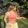 OQQ Women's 2 Piece Tank Tops Crew Neck Sleeveless Basic Stretch Casusal Yoga Crop Camis Coral Orange White view 4