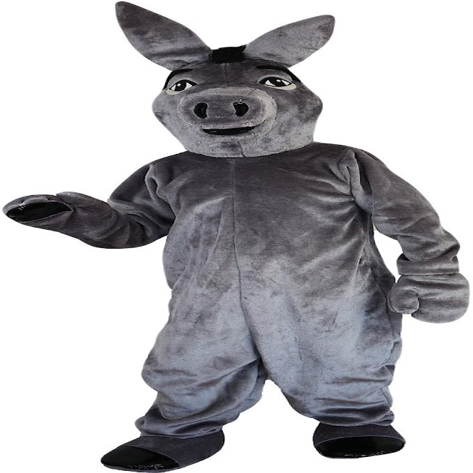 Grey Donkey Mascot Costume Adult Size for Men & Women with Built-in Fan Inside the Head