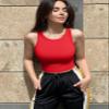 OQQ Women's 2 Piece Tank Tops Crew Neck Sleeveless Basic Stretch Casusal Yoga Crop Camis Black Red view 4
