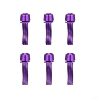 6pcs Bicycle Stem Bolts, Stainless steel M5 * 18Mm Bolts Screw For Bike Handlebar Installation(Purple)