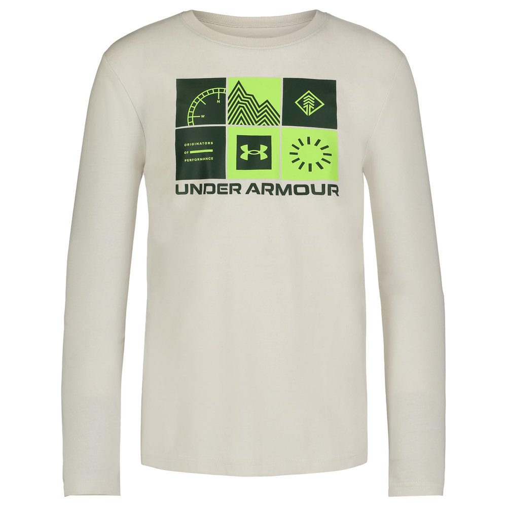 Under Armour Boys' Long Sleeve Graphic T-Shirt, Lightweight & Breathable, Outdoor Collection, Summit White Elemental, YXL