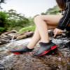 Hhhchpm Trendy Outdoor Waterproof Anti Slip Durable Women's Rain Boots, Solid Color Garden Shoes (Black&Red,10.5) view 3