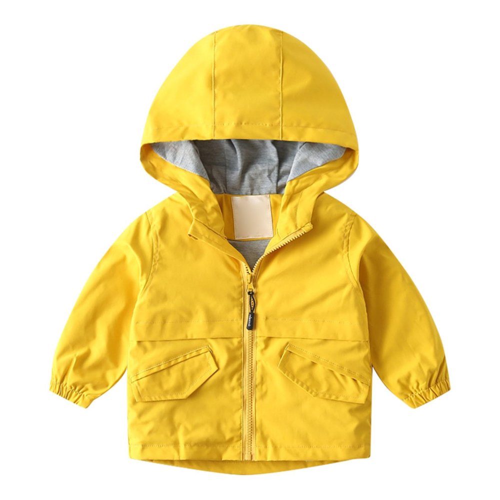 Toddler Kids Jacket Baby Boys Girls Zip-up Lightweight Long Sleeve Jacket Coat Overcoat Hoodie (Yellow-A, 5-6 Years)
