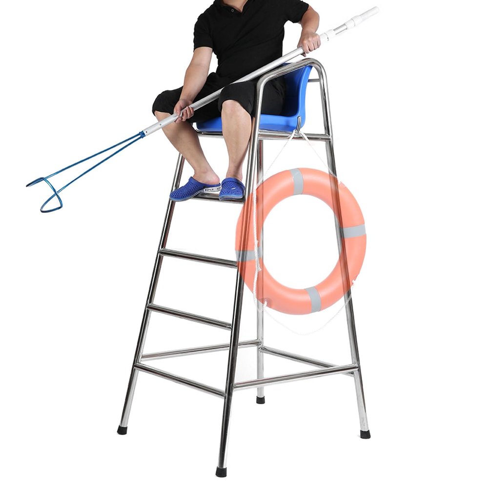 LXLZYXSF 70.8inch High Pool Lifeguard Chair, Beach Observation Chairs Badminton Court Referee Chair 4 Steps, Detachable Stainless Steel Barstool for Outdoor Indoor