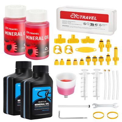 cyctravel Brake Bleed Kit for Shimano, TEKTRO, TRP Hydraulic Disc Brakes, Mountain Brake Bleed Kit Including High Performance Mineral Oil Brake Fluid (120ml+300ml).