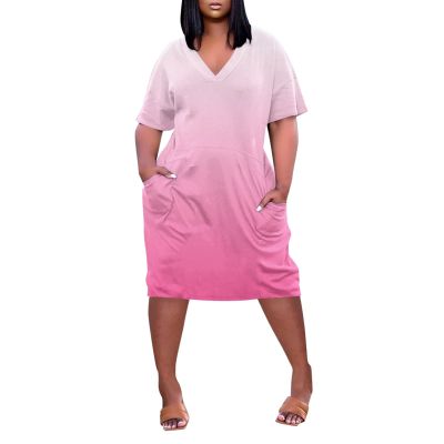Plus Size Dresses for Curvy Women Oversize T Shirt Midi Dress Loose Short Sleeve V Neck Beach Dress Casual Tshirt Dress Trendy Lounge Elegant Summer Dresses Womens Comfy Party Dress Maternity Dress