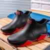 Hhhchpm Trendy Outdoor Waterproof Anti Slip Durable Women's Rain Boots, Solid Color Garden Shoes (Black&Red,6.5) view 2