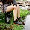 Hhhchpm Trendy Outdoor Waterproof Anti Slip Durable Women's Rain Boots, Solid Color Garden Shoes (Black&Red,6.5) view 4