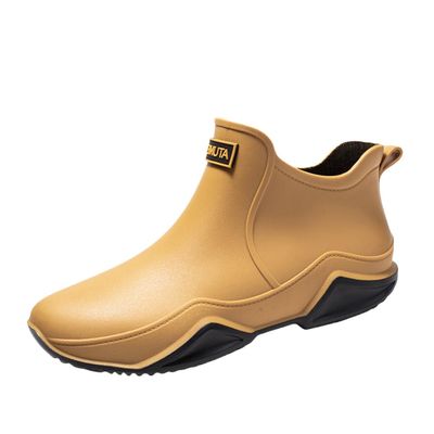 Hhhchpm Trendy Outdoor Waterproof Anti Slip Durable Women's Rain Boots, Solid Color Garden Shoes (Camel,9)