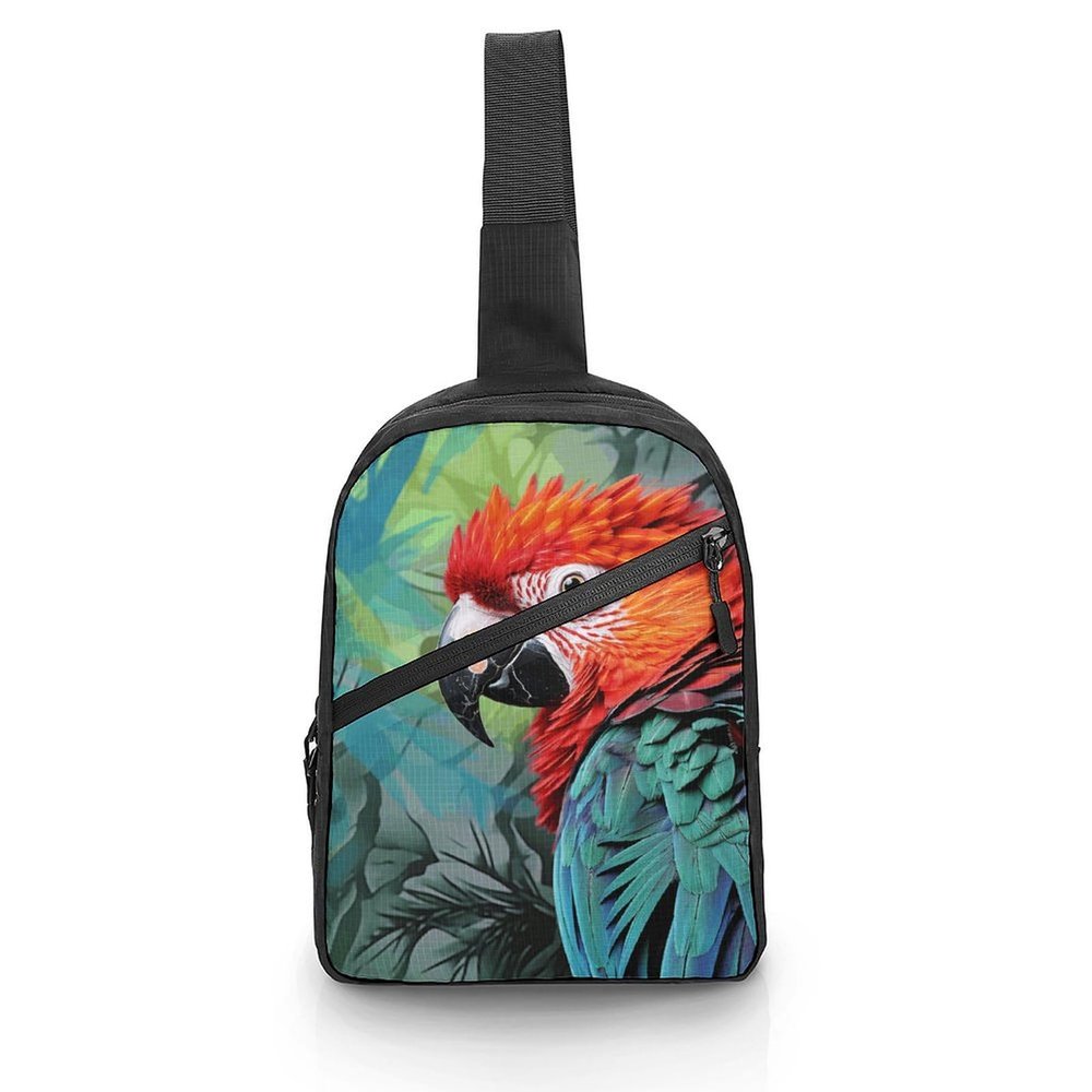 GFLFMXZW Colorful Parrot Cross Chest Bag Crossbody Backpack for Women Men Sling Bag Travel Hiking Daypack