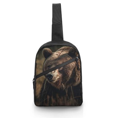 GFLFMXZW Bear On The Grass Cross Chest Bag Crossbody Backpack for Women Men Sling Bag Travel Hiking Daypack