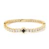 LuxeFlex 4mm Iced Out Clover Tennis Bracelet, White Gold Plated with 5A Zircon Stones, Handmade exquisite Hip Hop Jewelry, Perfect Unisex Gift (Gold, 8) view 1
