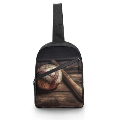 GFLFMXZW Baseball On Wooden Cross Chest Bag Crossbody Backpack for Women Men Sling Bag Travel Hiking Daypack