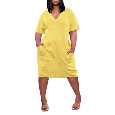 Plus Size Dresses for Curvy Women Oversize T Shirt Midi Dress Loose Short Sleeve V Neck Beach Dress Casual Tshirt Dress Elegant Trendy Lounge Summer Dress Womens Comfy Club Dress Plus Size Maxi Dress