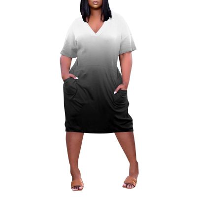 Plus Size Dresses for Curvy Women Oversize T Shirt Midi Dress Loose Short Sleeve V Neck Beach Dress Casual Tshirt Dress Trendy Lounge Elegant Casual Dresses Womens Comfy Club Dress Homecoming Dresses