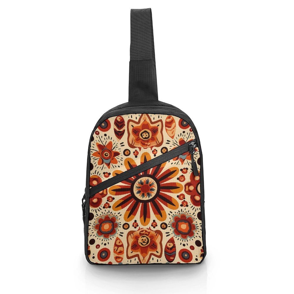 GFLFMXZW Cartoon Floral Pattern Cross Chest Bag Crossbody Backpack for Women Men Sling Bag Travel Hiking Daypack