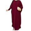 ABEHIK Women Abayas Dress Full Cover Dubai Kaftan Muslim Batwing Sleeve Prayer Long Maxi Dresses Middle East Pakistani Casual Dress Ramadan Islamic Clothes Wine Red One Size view 1