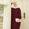 ABEHIK Women Abayas Dress Full Cover Dubai Kaftan Muslim Batwing Sleeve Prayer Long Maxi Dresses Middle East Pakistani Casual Dress Ramadan Islamic Clothes Wine Red One Size view 3
