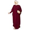ABEHIK Women Abayas Dress Full Cover Dubai Kaftan Muslim Batwing Sleeve Prayer Long Maxi Dresses Middle East Pakistani Casual Dress Ramadan Islamic Clothes Wine Red One Size view 4