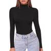 Ekouaer Women's Turtleneck Shirts Long Sleeve Soft Lightweight Fitted Mock Thermal Base Layer Tops Black L view 1