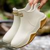 Hhhchpm Trendy Outdoor Waterproof Anti Slip Durable Women's Rain Boots, Solid Color Garden Shoes (Beige,11) view 2
